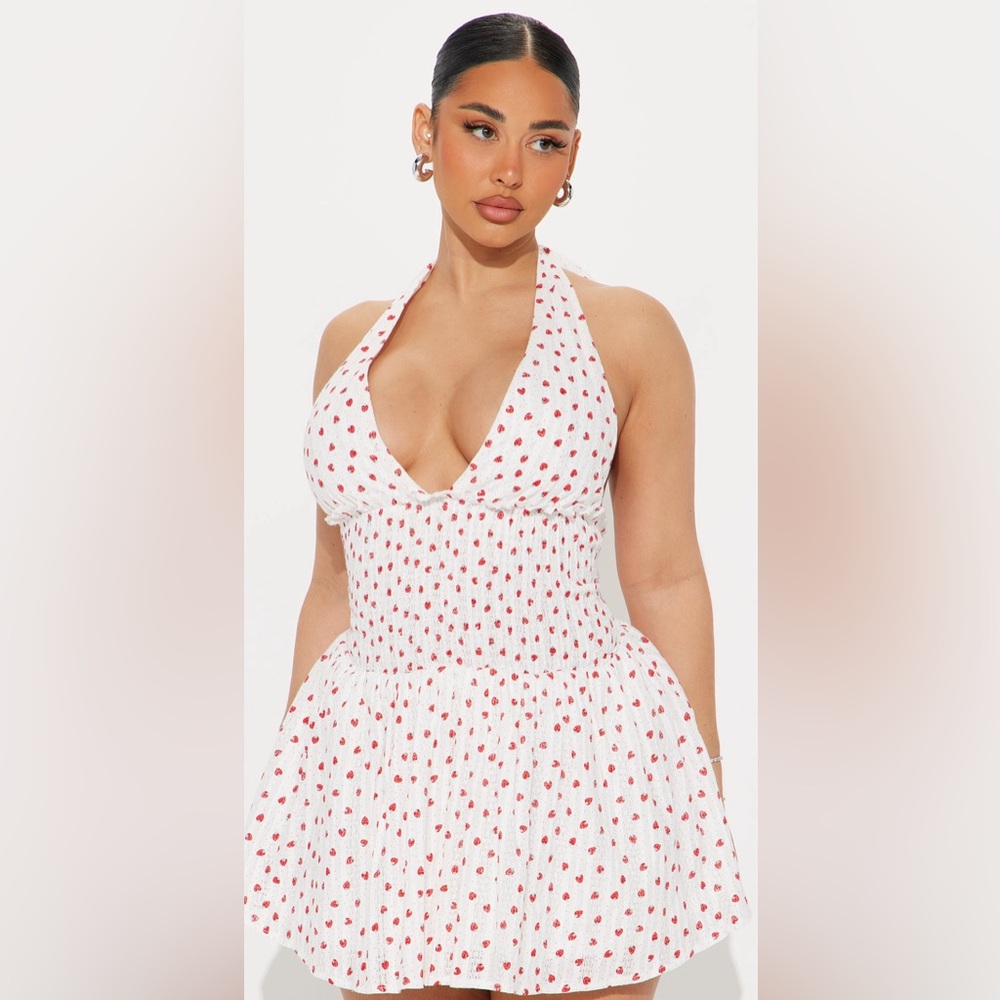 Strawberry Bliss Smocked Mini Dress